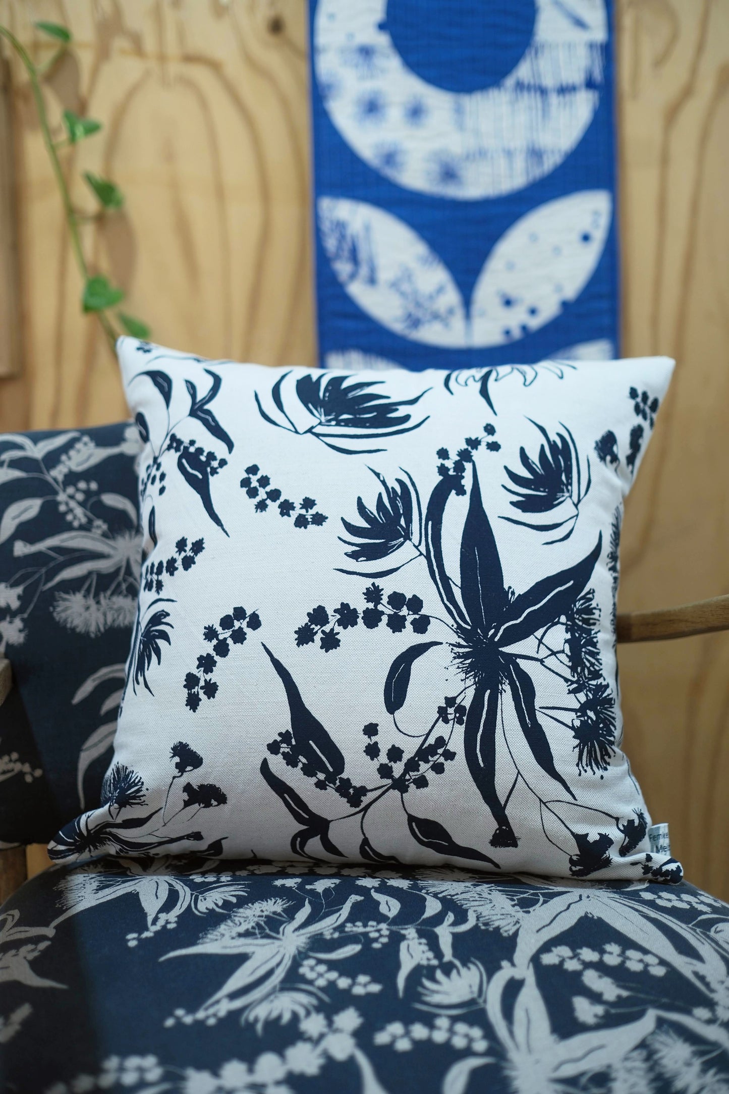 Linen Cushion Cover featuring Flying Gumnut and Local Forage