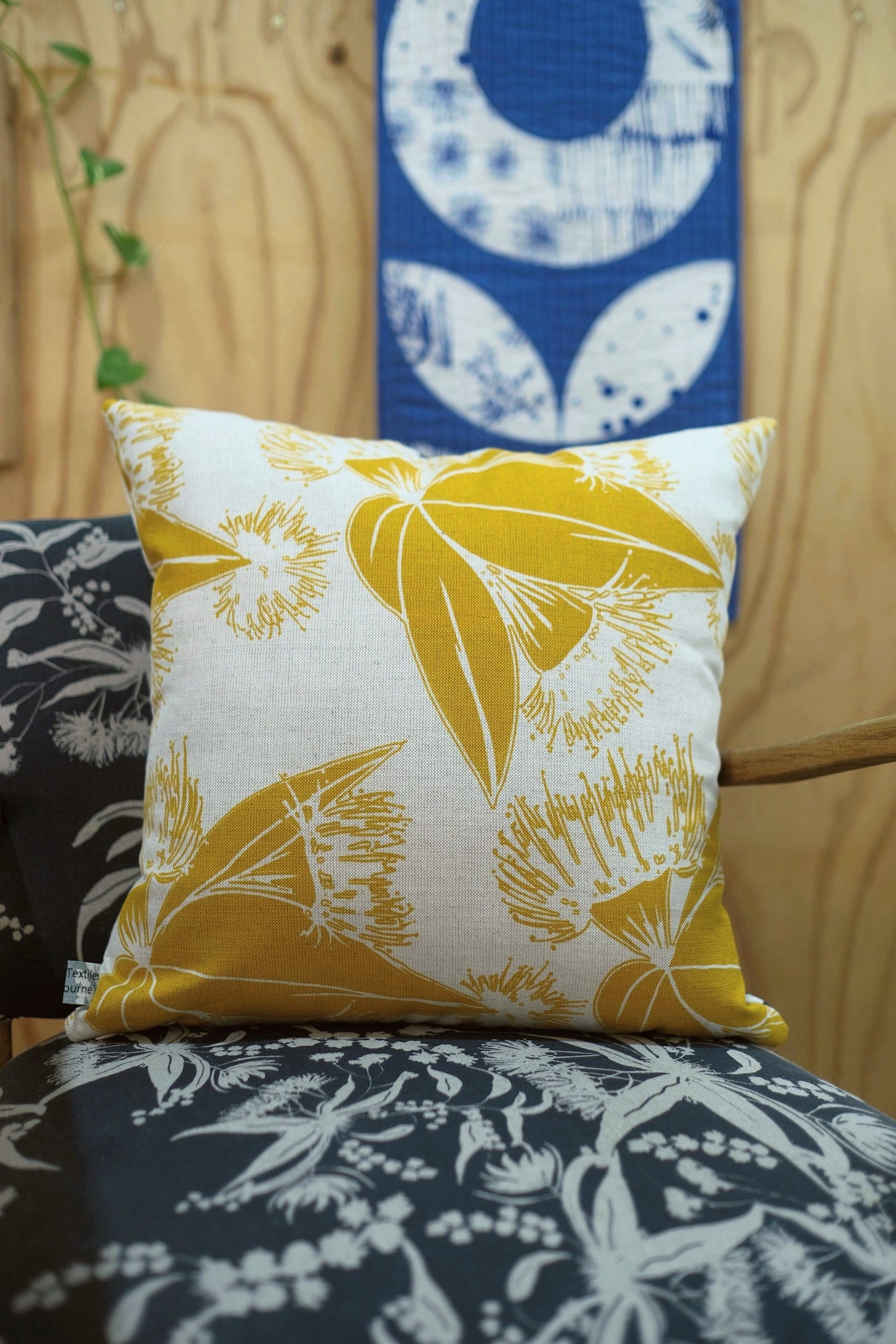 Linen Cushion Cover featuring Flying Gumnut and Local Forage