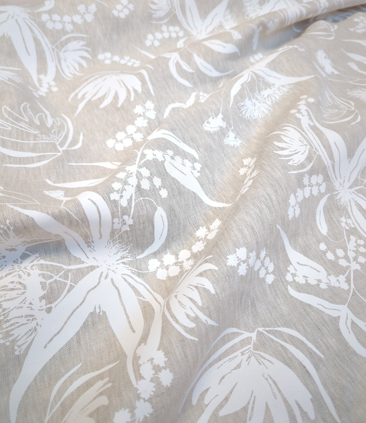 Linen Fabric - Local Forage in Snow