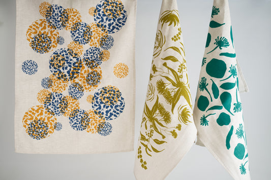 Linen Tea Towel featuring Seed Circles