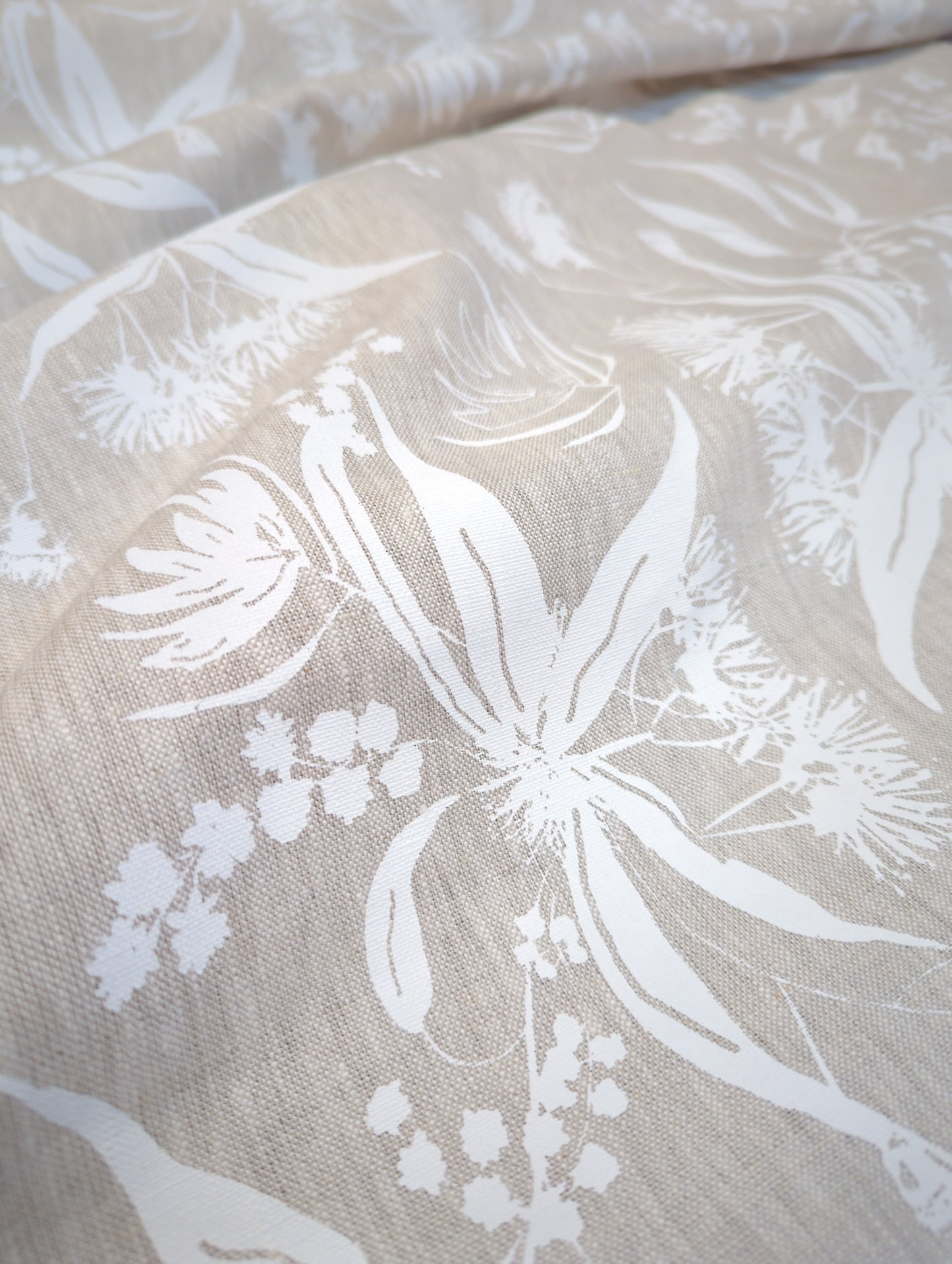 Linen Fabric - Local Forage in Snow