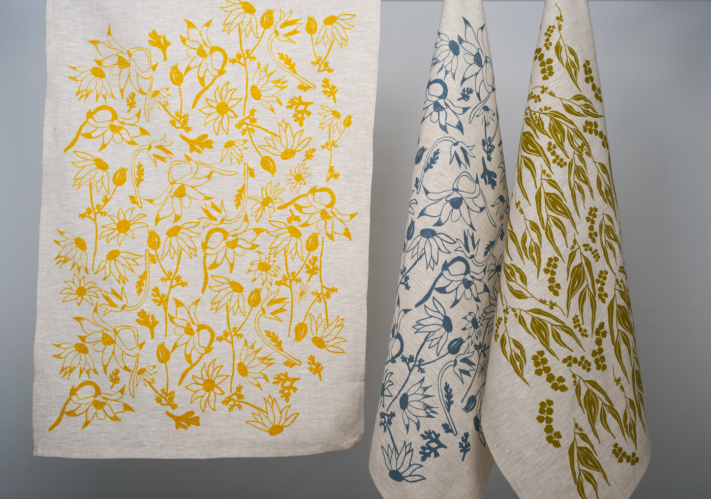 Linen Tea Towel featuring Flannel Flowers