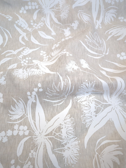 Linen Fabric - Local Forage in Snow