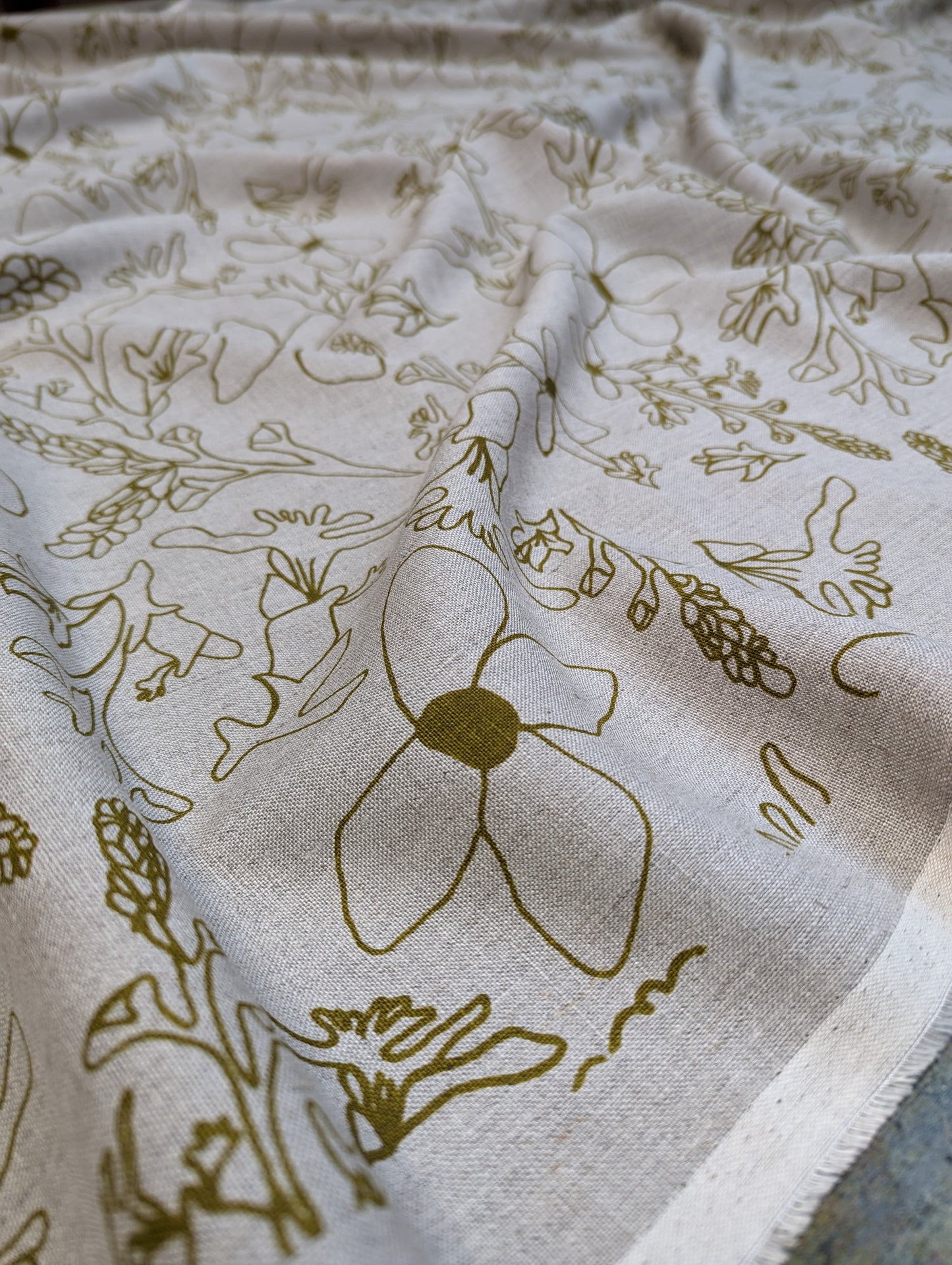 Linen Fabric - Grass Trigger in Olive Oil