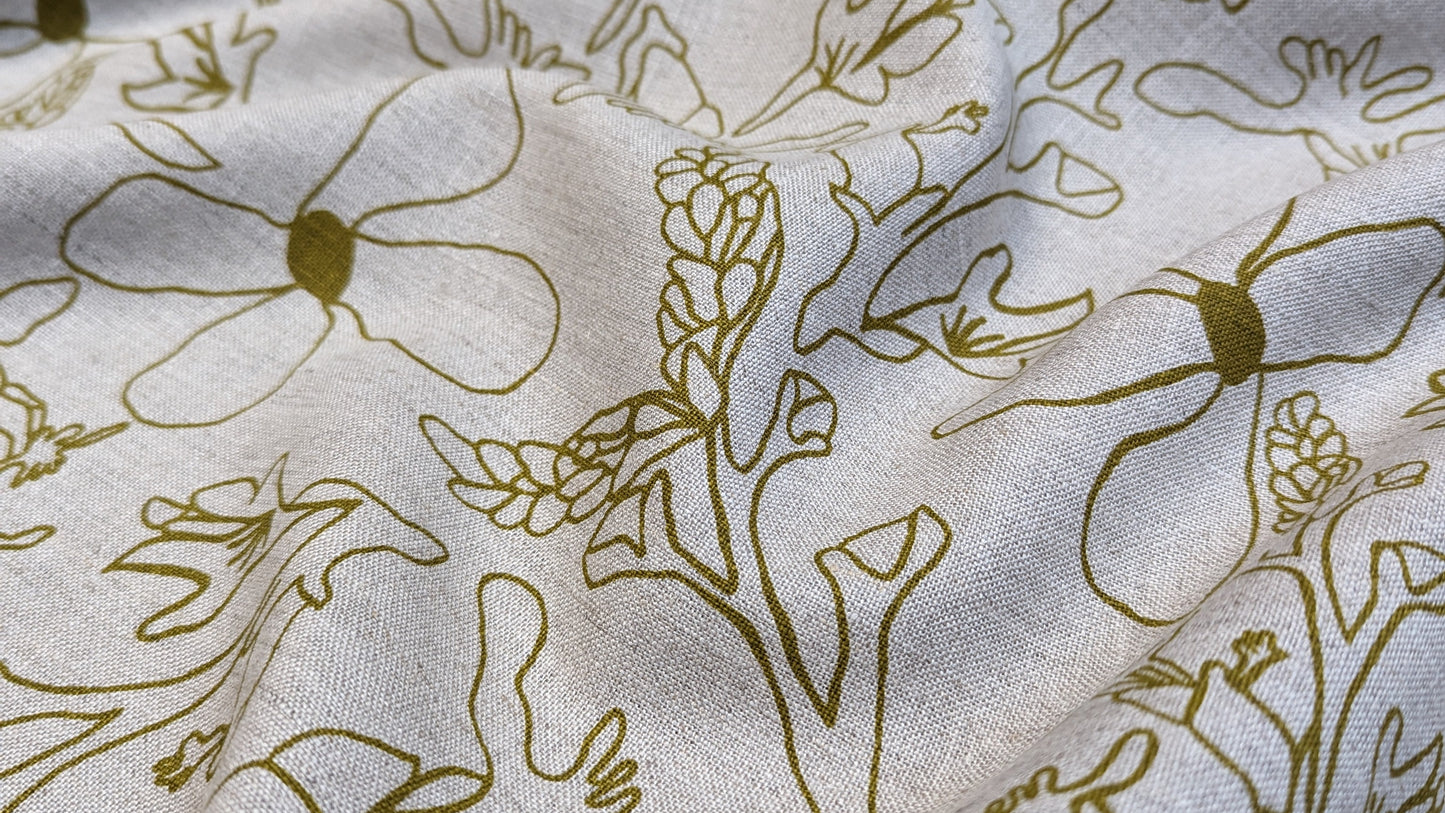 Linen Fabric - Grass Trigger in Olive Oil