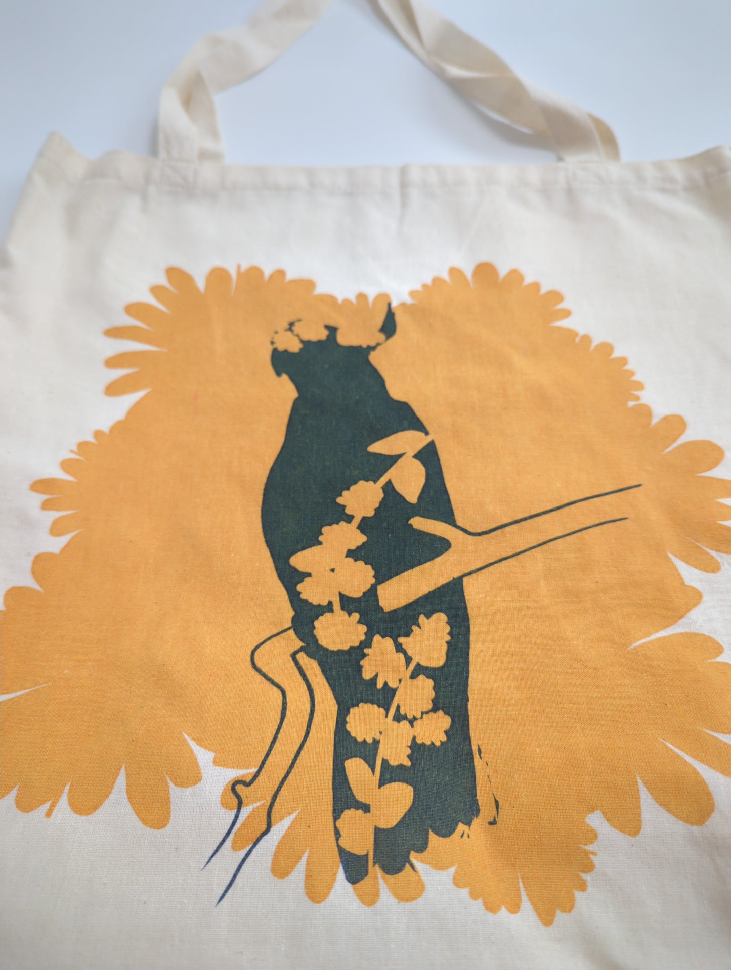Cotton Tote featuring cockatoo print - on Sale!