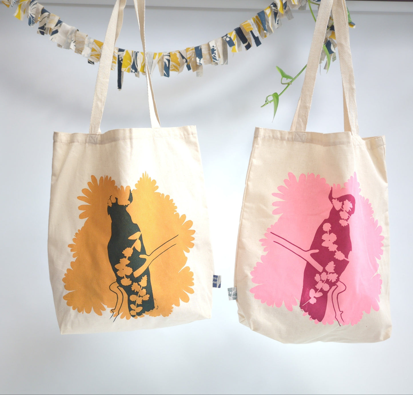 Cotton Tote featuring cockatoo print - on Sale!