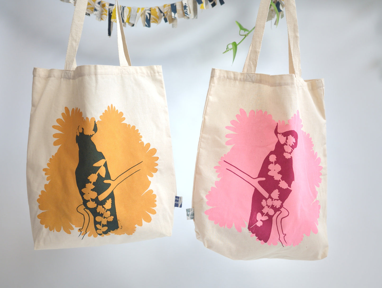 Cotton Tote featuring cockatoo print - on Sale!