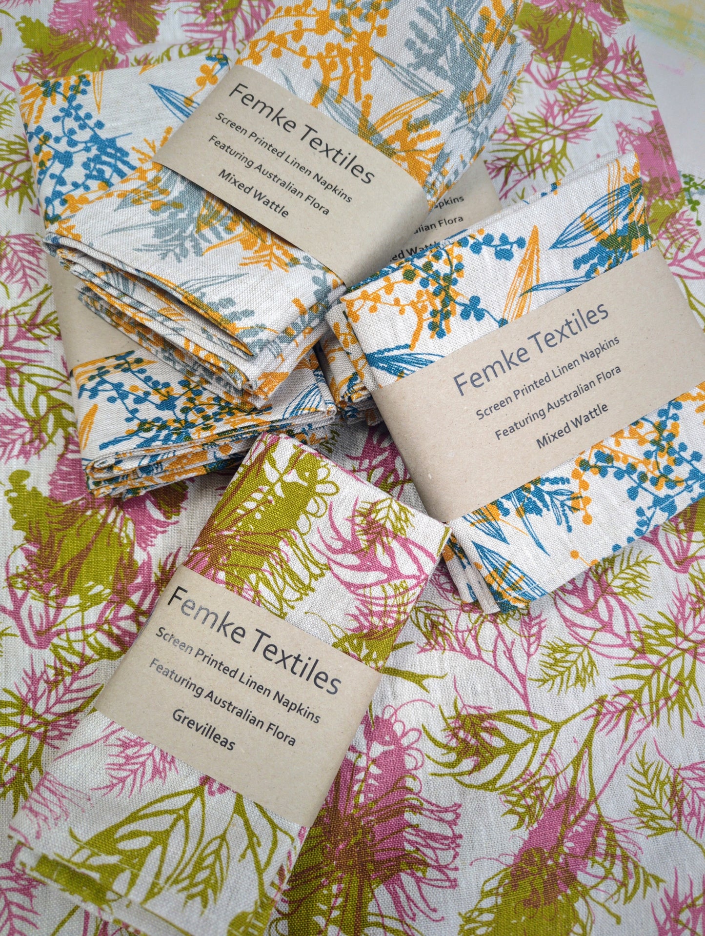 Linen Napkins Set of Four - Correa - Native Fuchsia