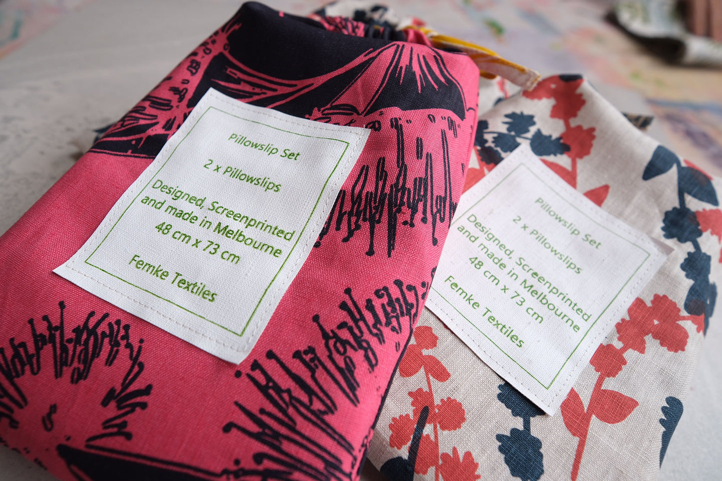 Pillowcases featuring large Flying Gumnuts