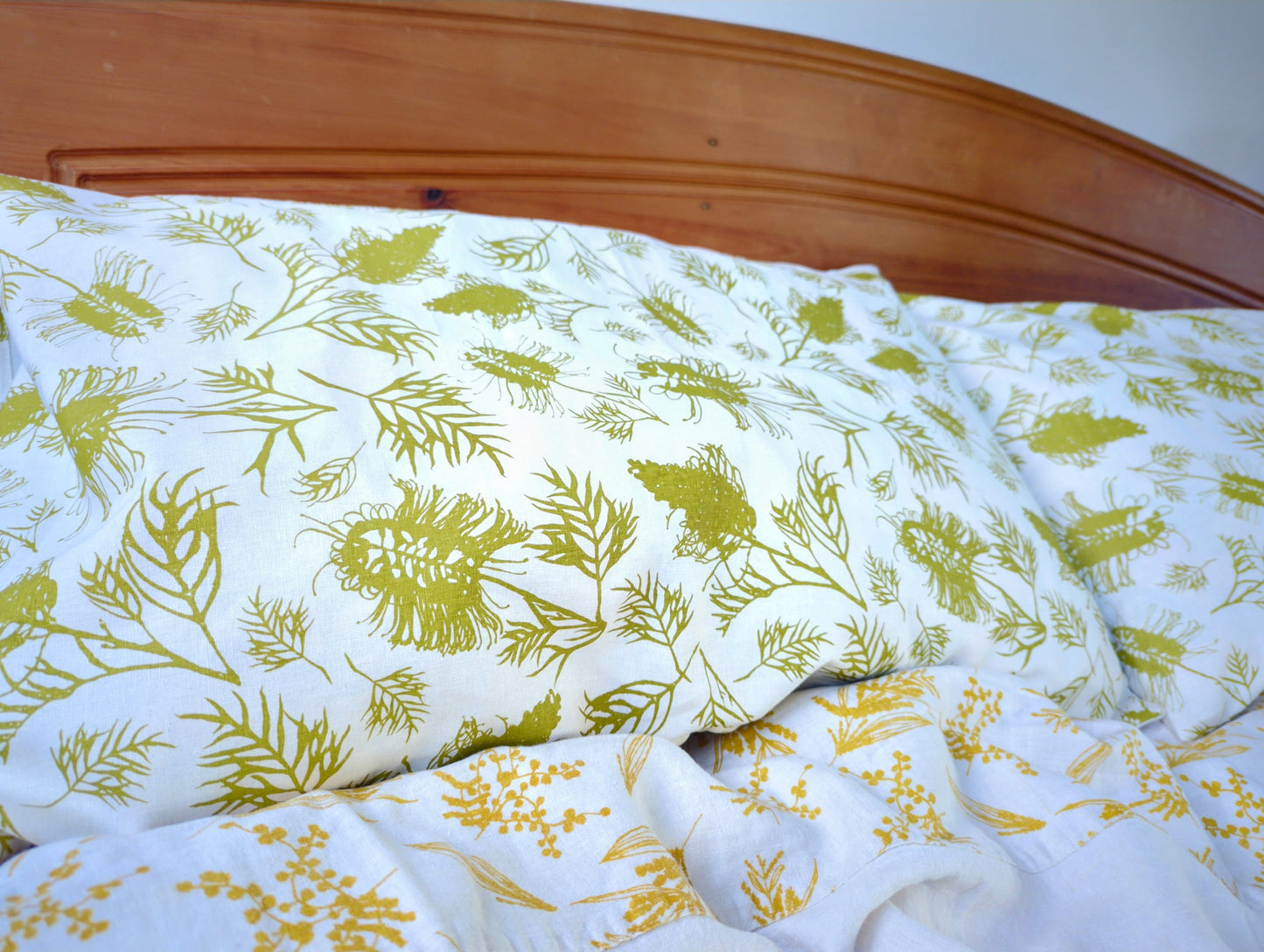 Pillowcases Featuring Grevilleas in Olive Oil