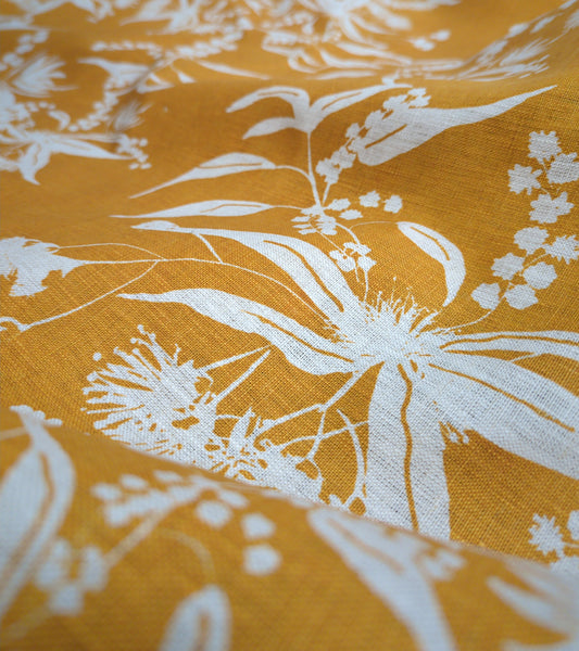 Linen Fabric - Foragers Delight - Tumeric
