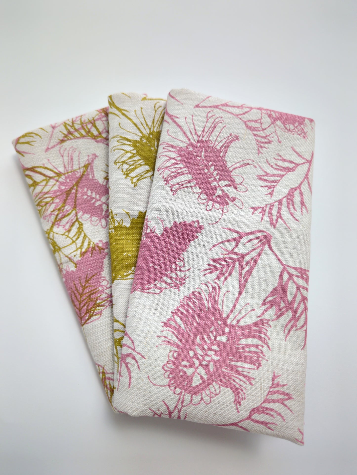 Linen Tea Towel – Hand Printed Grevillea Design