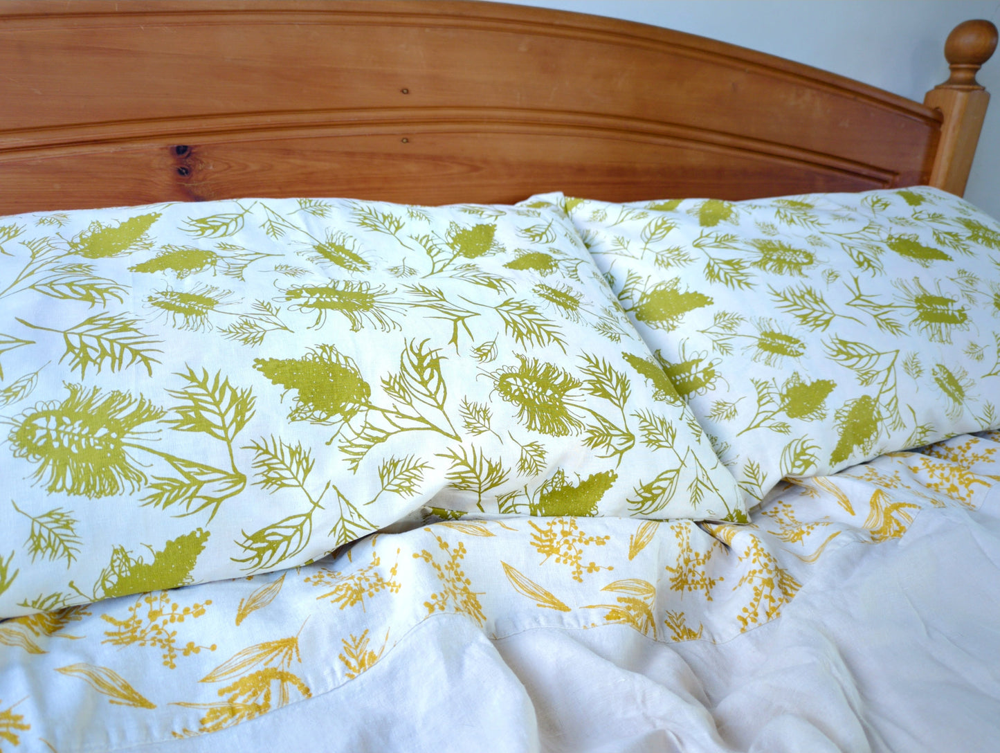 Pillowcases Featuring Grevilleas in Olive Oil