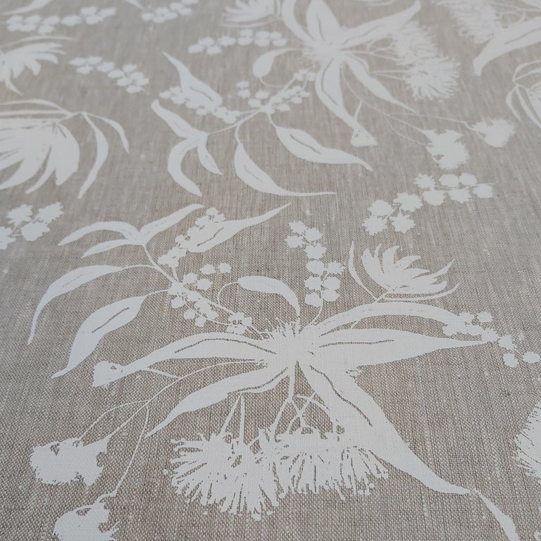 Linen Fabric - Local Forage in Snow