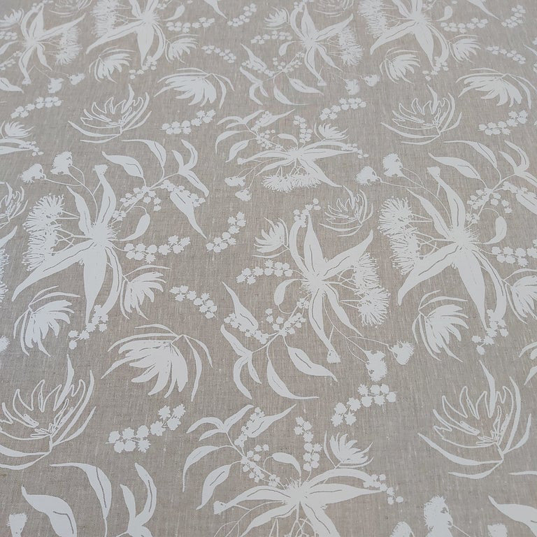 Linen Fabric - Local Forage in Snow