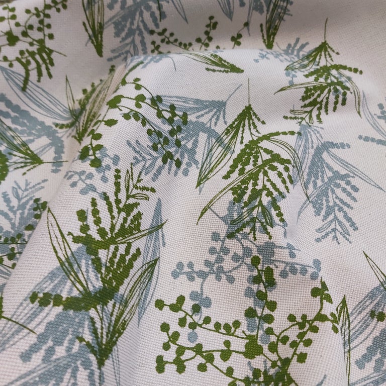 Mixed Wattle in Storm and Moss - Heavier Weight Linen/Cotton