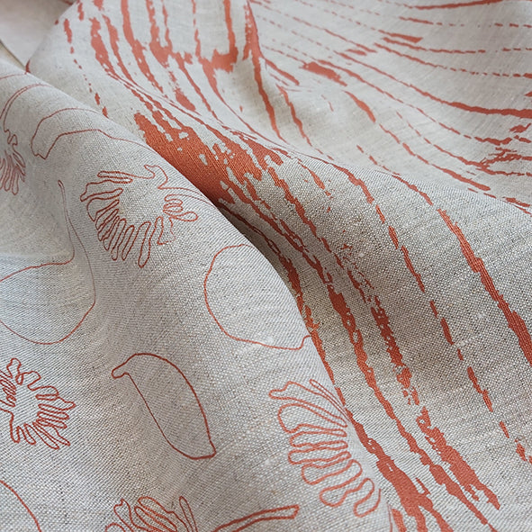 Linen Fabric - Sticks in Copper