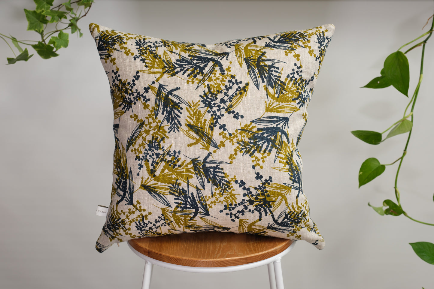 Linen Cushion Cover Featuring Nuts about Wattle and Mixed Wattle
