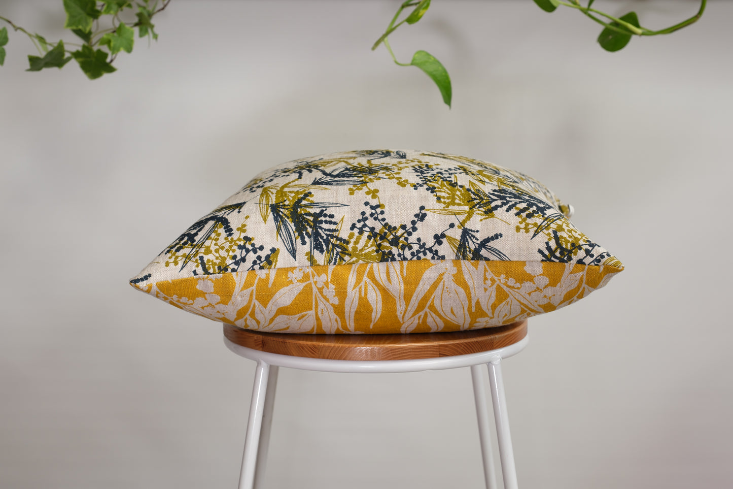 Linen Cushion Cover Featuring Nuts about Wattle and Mixed Wattle