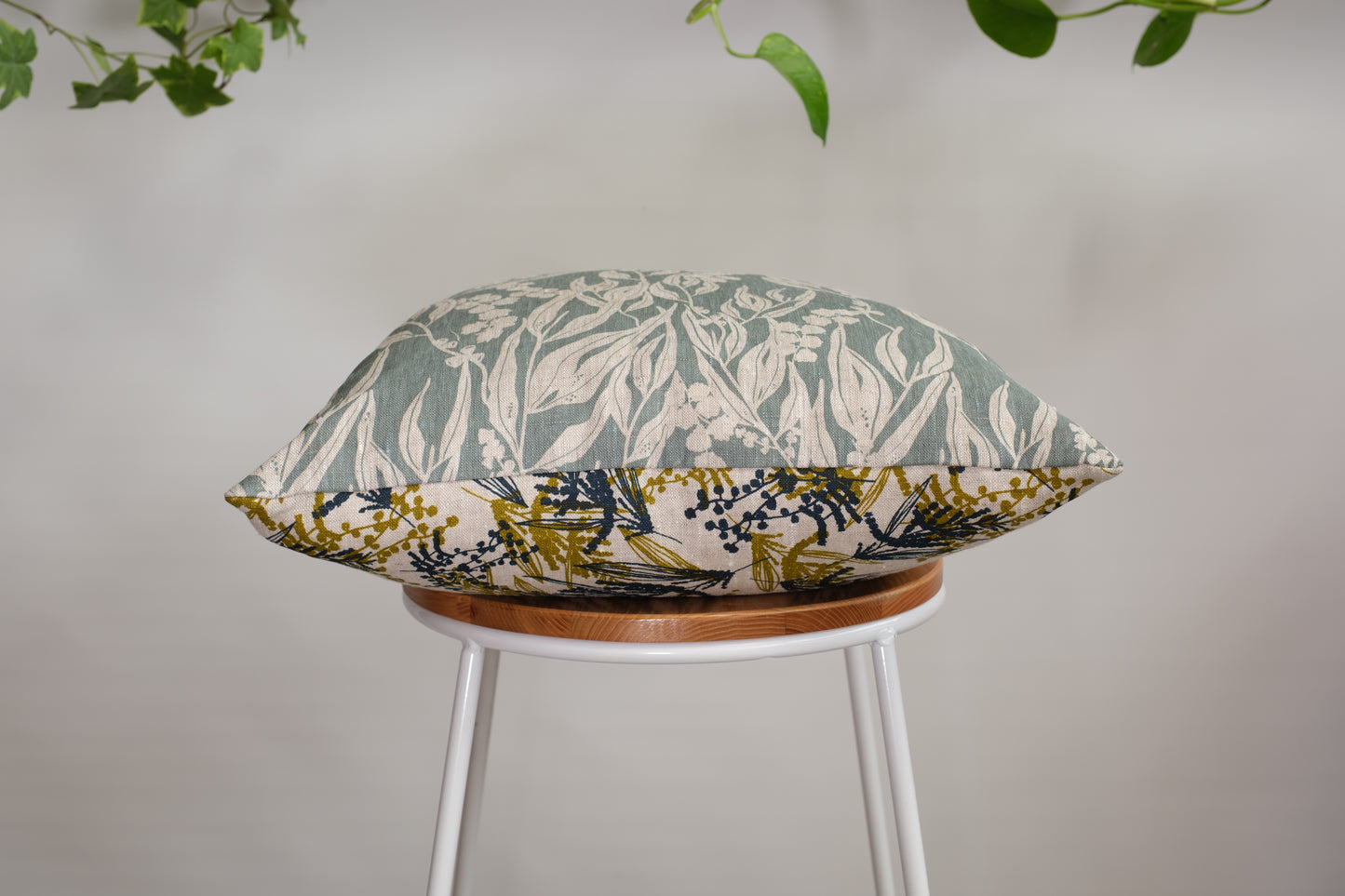 Linen Cushion Cover Featuring Nuts about Wattle and Mixed Wattle