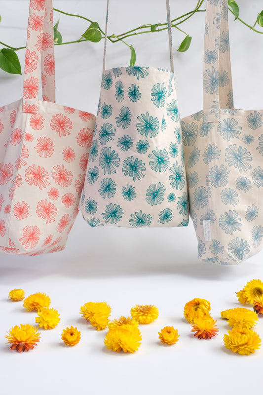 Zero Waste Daisy Cotton Canvas Tote Bags
