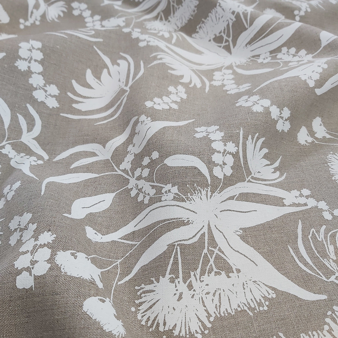 Linen Fabric - Local Forage in Snow