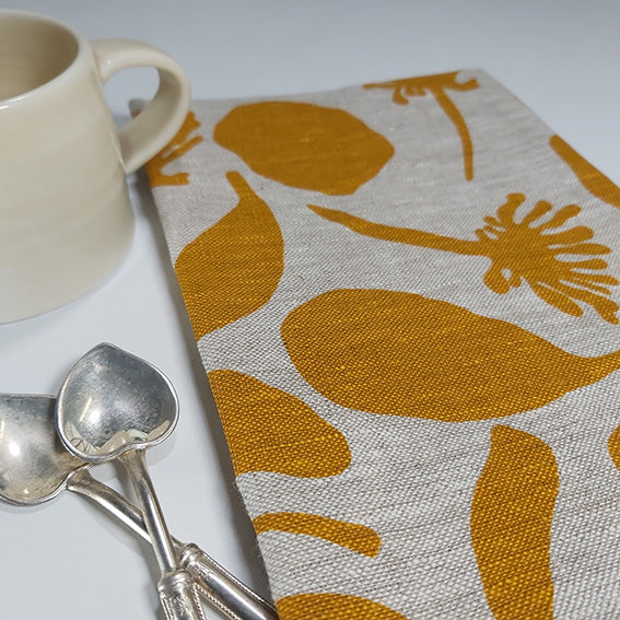 Napkin Set featuring Seedpods in Mustard - on Sale!