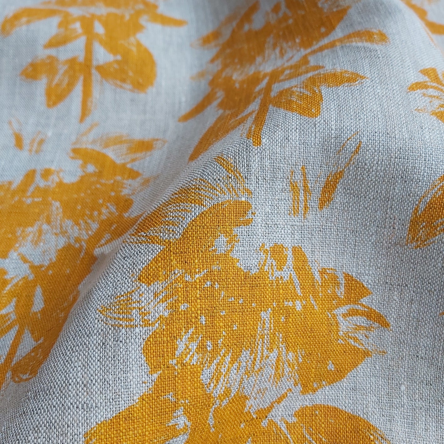 Linen Fabric - Wild Rose in Wattle Yellow