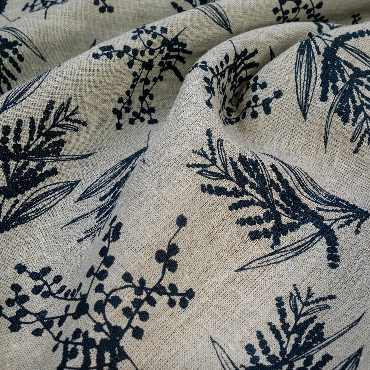 Linen Fabric - Mixed Wattle in Indigo