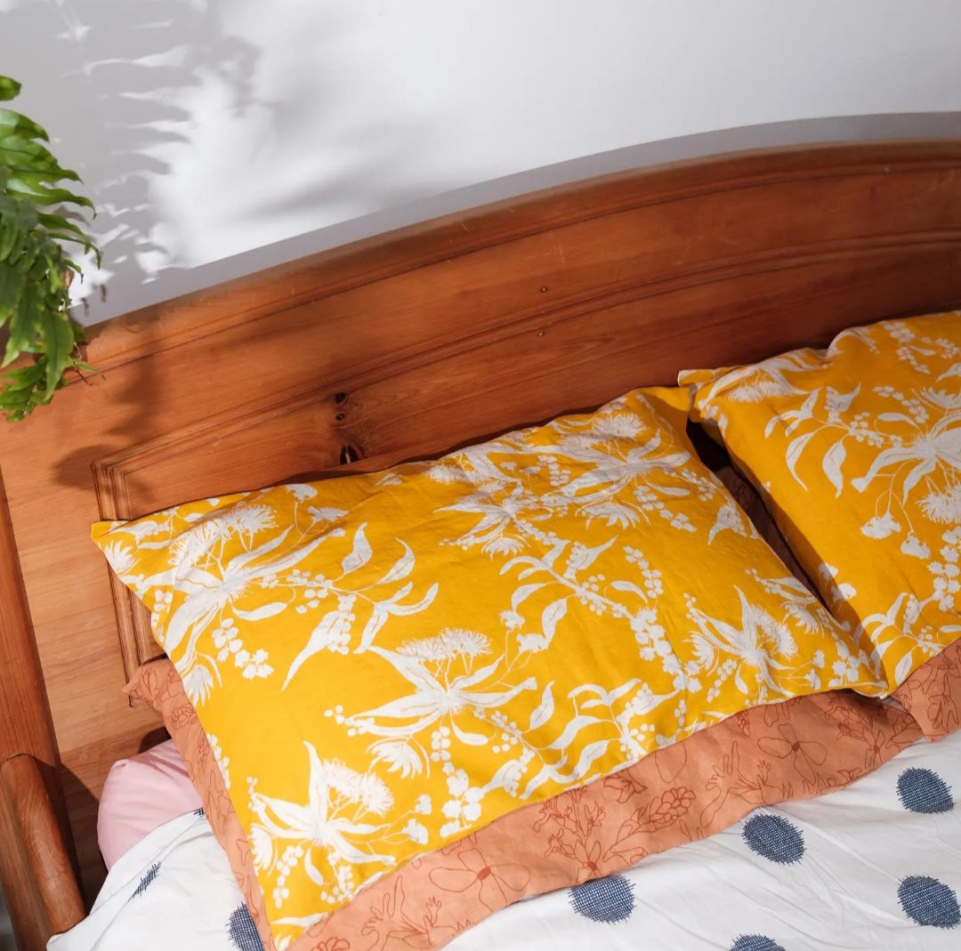 Pillowcases Featuring Forager's Delight in Wattle Yellow