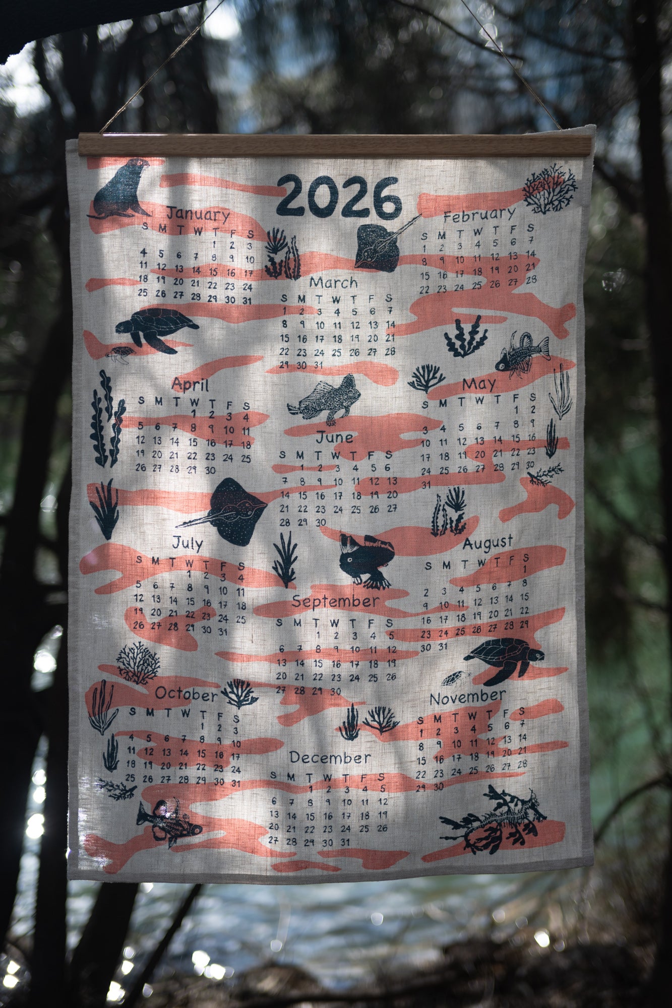 Pre order 2026 Linen Calendar Tea Towel