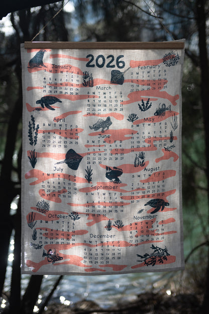 2026 Linen Calendar Tea Towel
