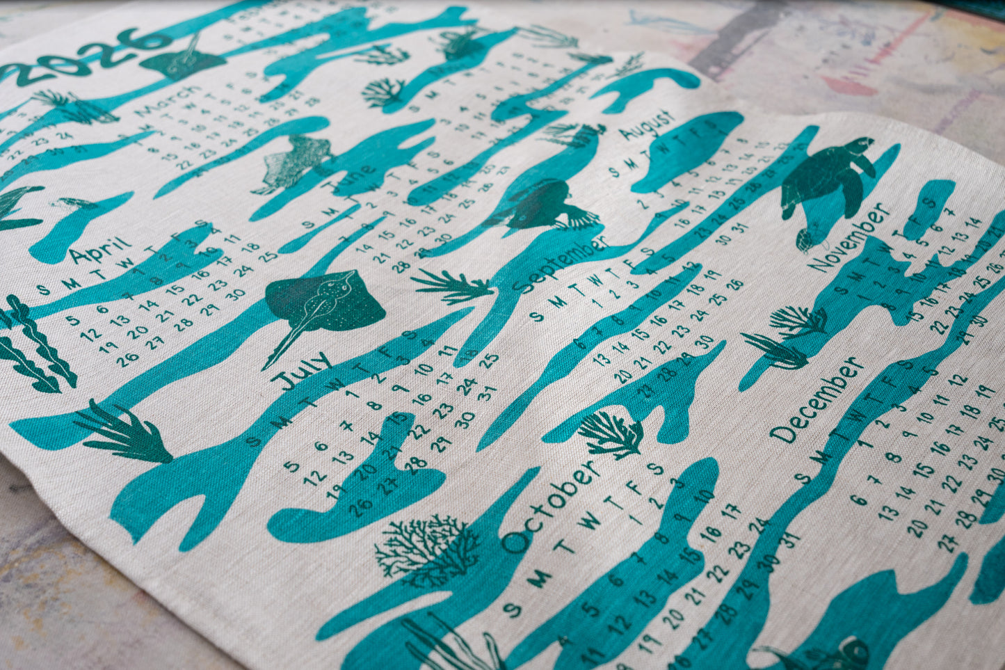Pre order 2026 Linen Calendar Tea Towel