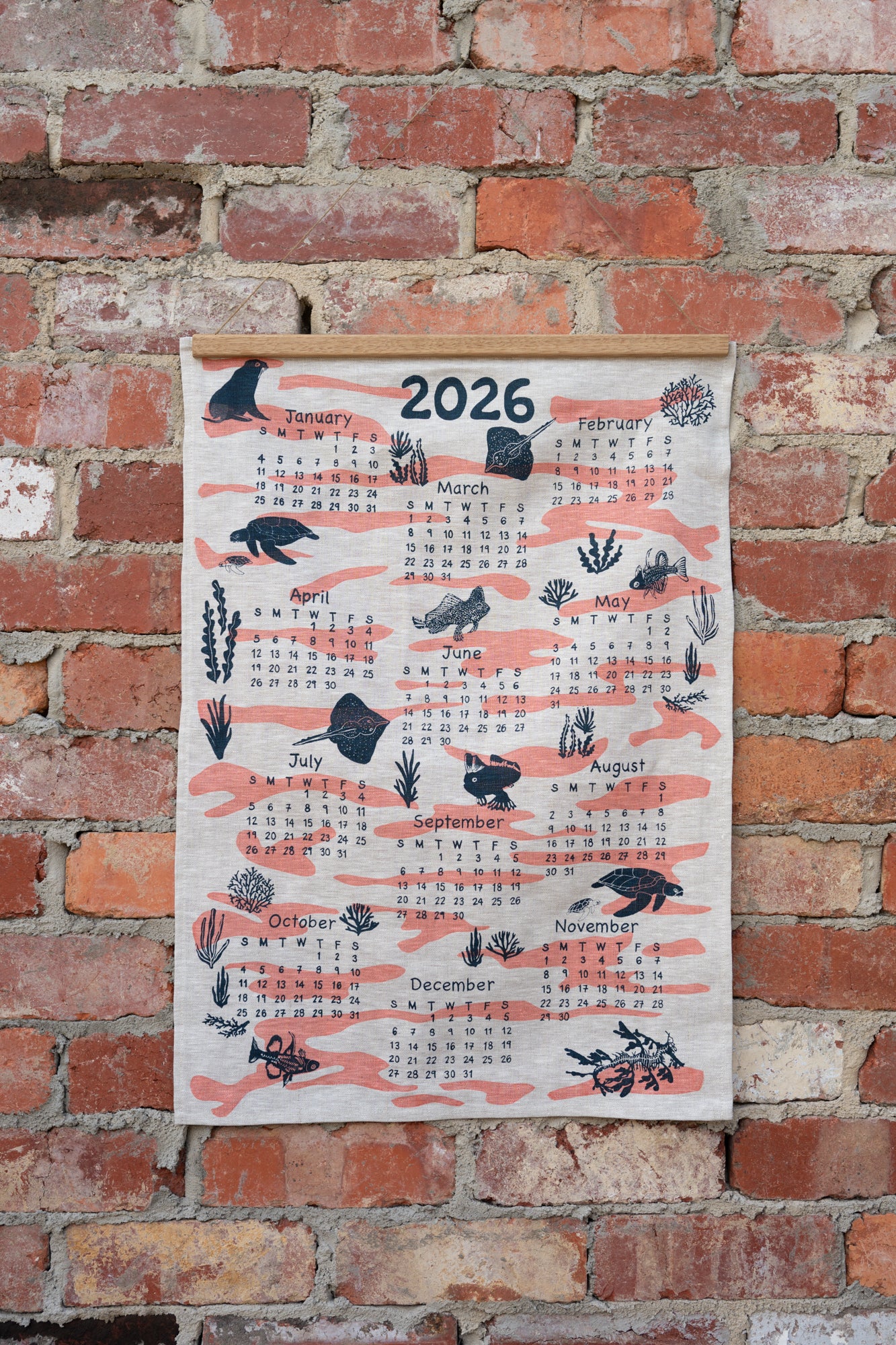 Pre order 2026 Linen Calendar Tea Towel