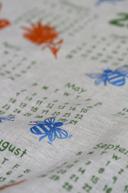 2027 Screen printed Linen Calendar Tea Towel - PRE ORDER
