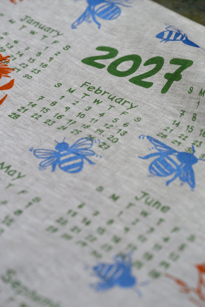 2027 Screen printed Linen Calendar Tea Towel - PRE ORDER