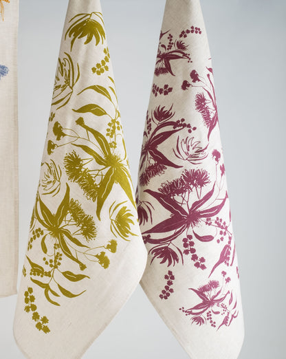Linen Tea Towel - Screen Printed Local Forage