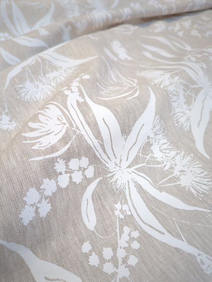 Linen Fabric - Local Forage in Snow