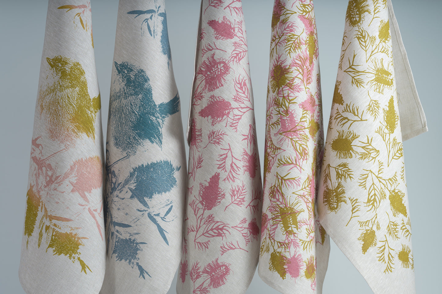 Linen Tea Towel – Hand Printed Grevillea Design