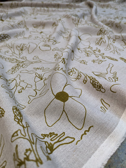 Linen Fabric - Grass Trigger in Olive Oil