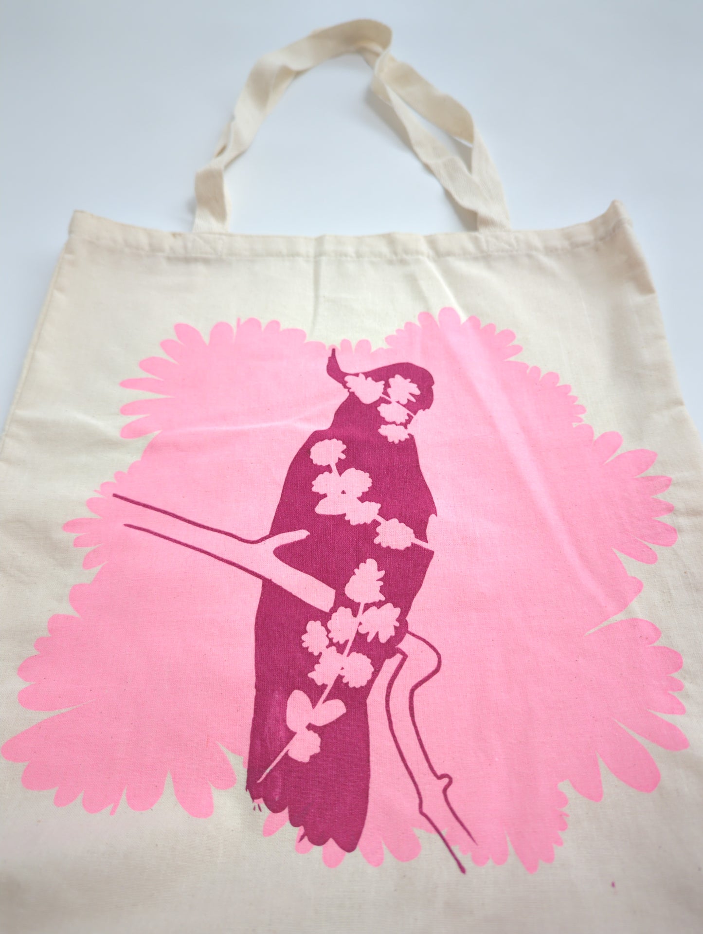 Cotton Tote featuring cockatoo print - on Sale!
