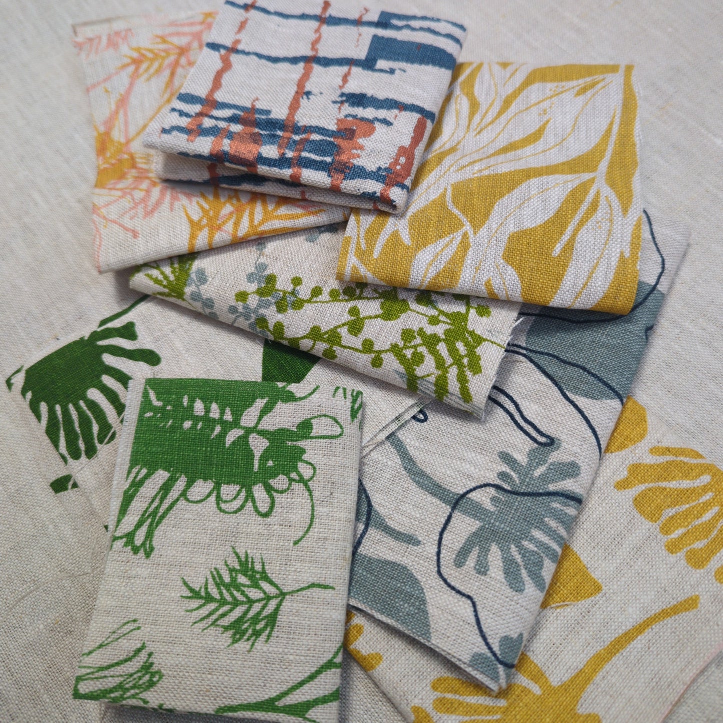 Fabric Bundles - Hand screen printed - Linen