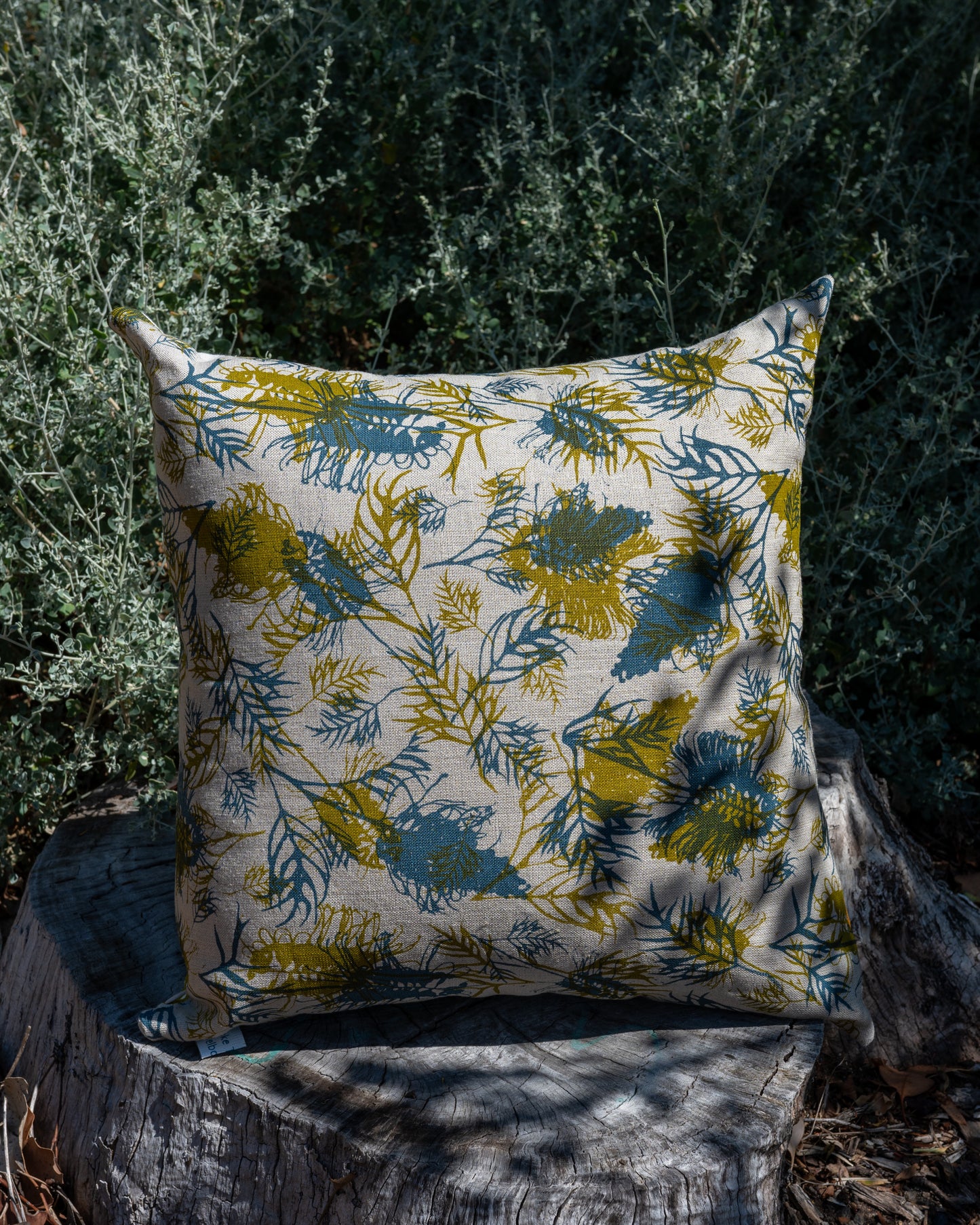 Linen Cushion Cover Featuring Desert Limes and Grevilleas