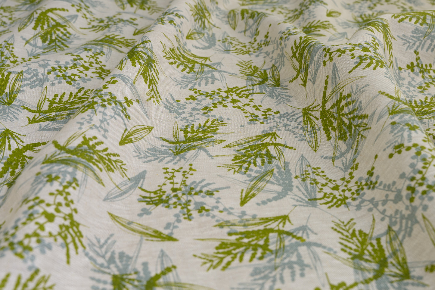 Linen Fabric - Mixed Wattle in Storm and Moss