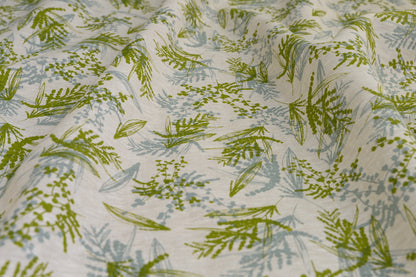 Linen Fabric - Mixed Wattle in Storm and Moss