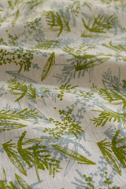 Linen Fabric - Mixed Wattle in Storm and Moss