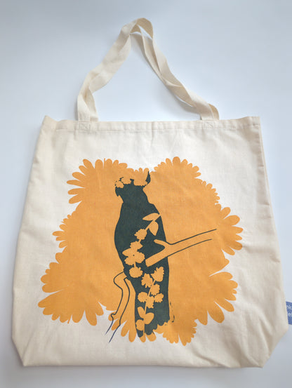 Cotton Tote featuring cockatoo print - on Sale!