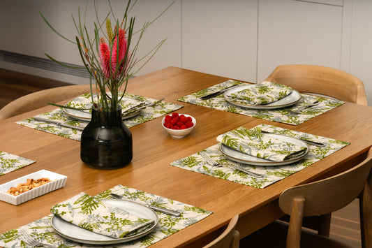 Linen Placemats - Screen printed linen featuring Wattle
