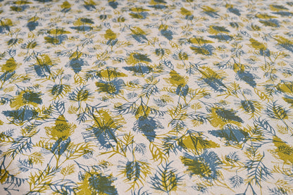 Linen Fabric - Grevilleas in Olive Oil and Slate